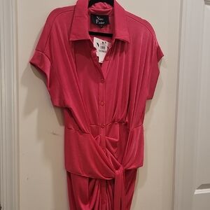 Nina Parker Pink Button-Down Dress